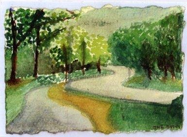 watercolor painting by JMB - Central Park