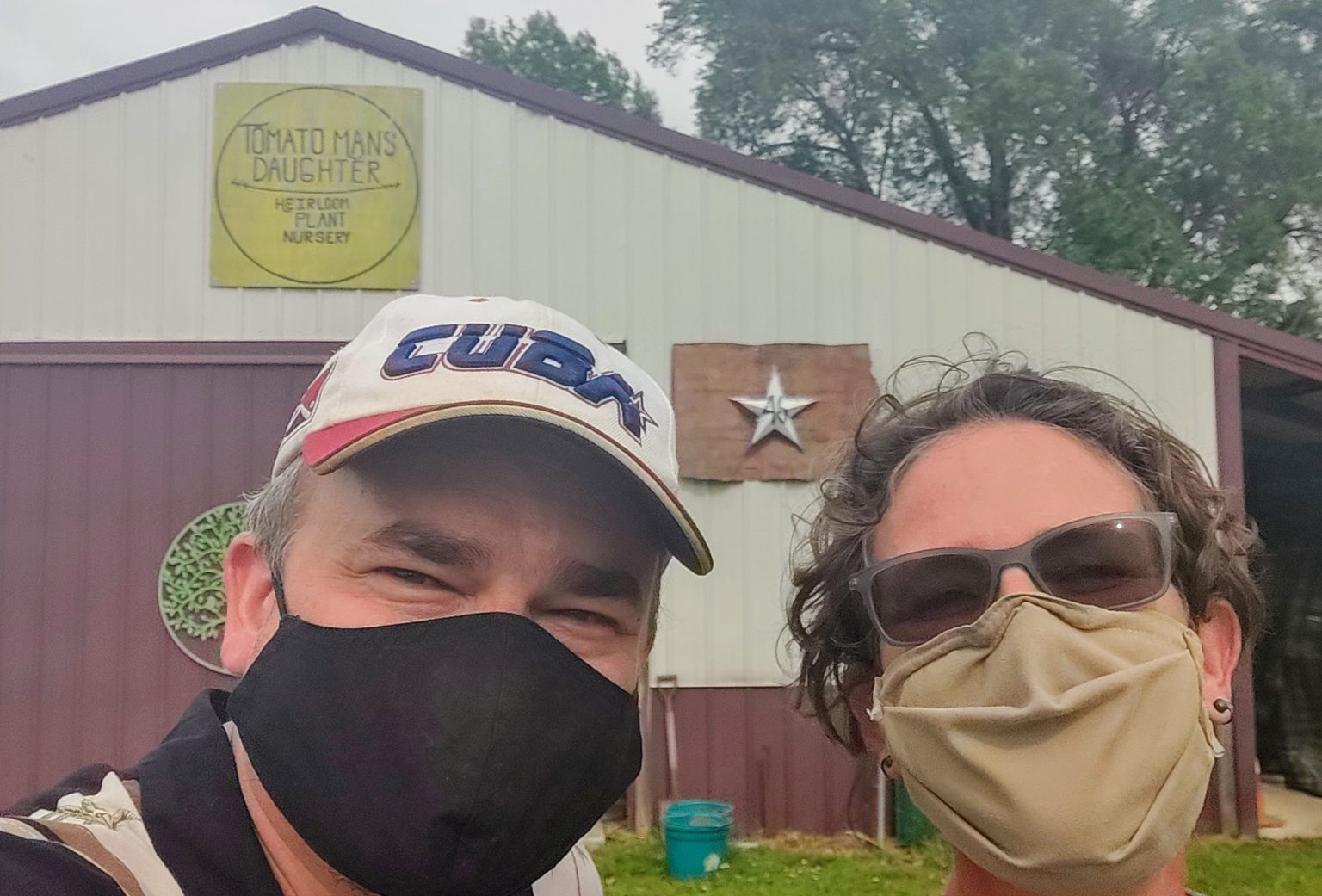 Photograph of myself and Lisa at Tomato Man's Daughter Heirloom Plant Nursery